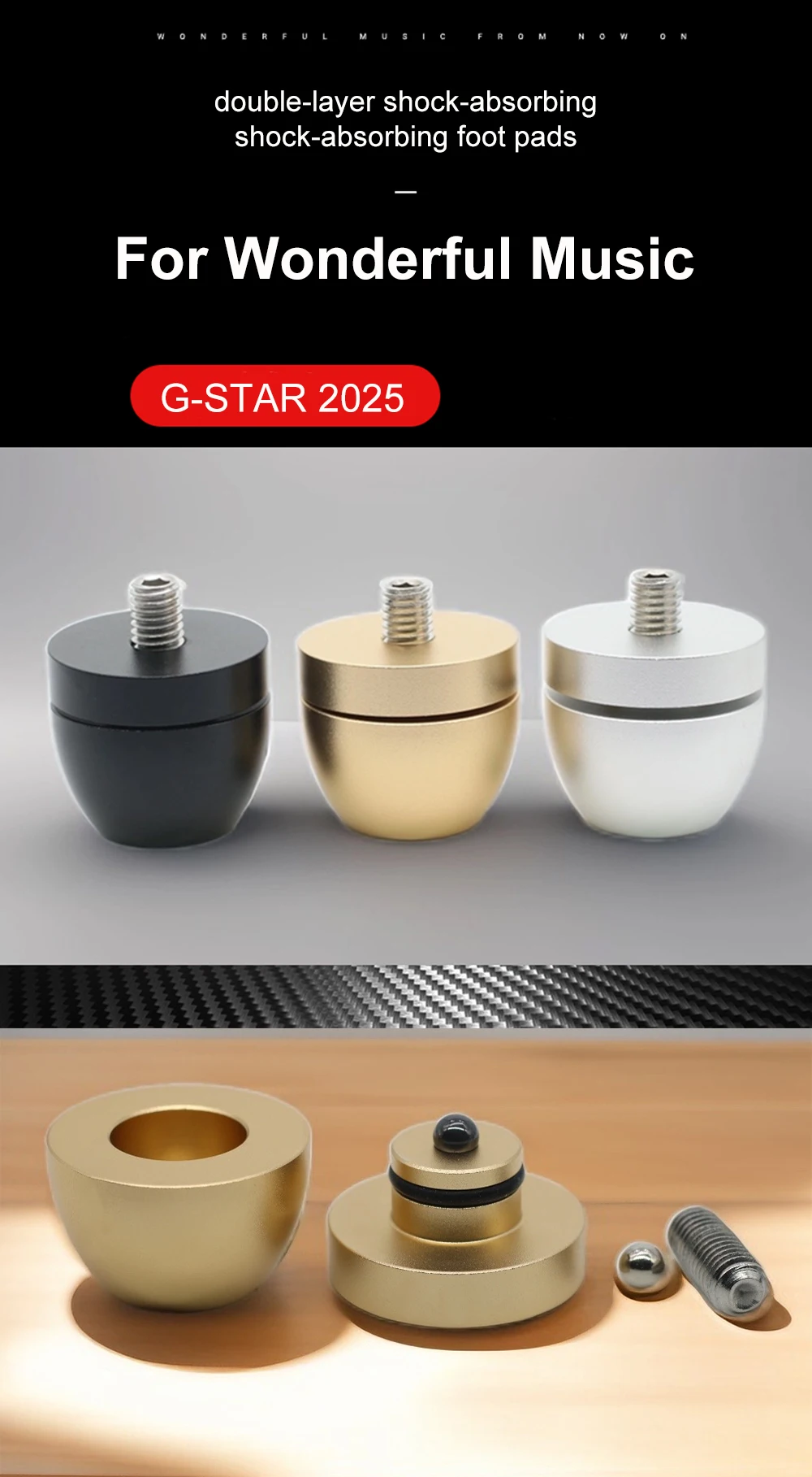 M8 Bar Keramikfuß Stoßdämpfer Edelstahl Aluminium Standfuß CD-Player Lautsprecher Leistungsverstärker HiFi Isolationsfüße – Detail 1