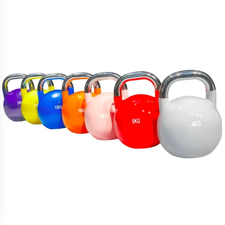 All Steel Competition Colorful Competitive Kettlebell 16 KG Steel Paint Lifting Dumbbell Strength Training Kettle Bell