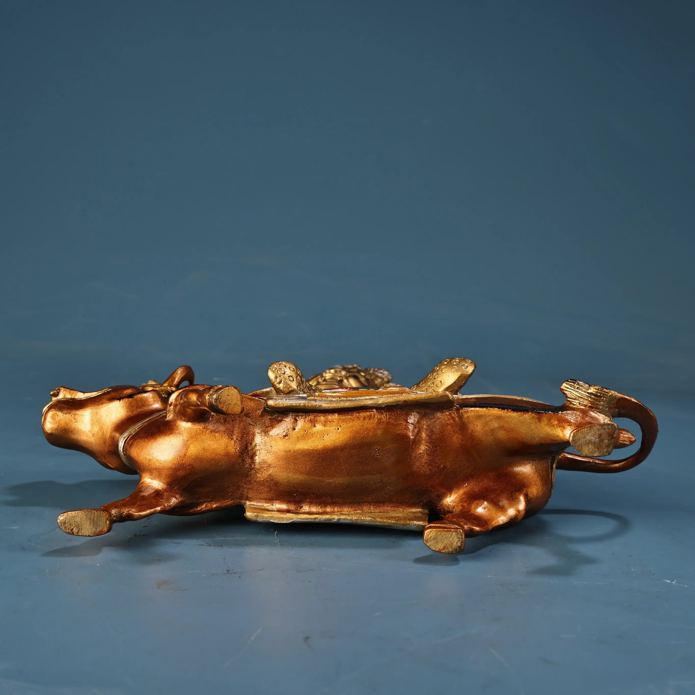 Ethnic High Relief Tibetan Protector Statue Painted Gold Color Gilt Home Decor Collectible