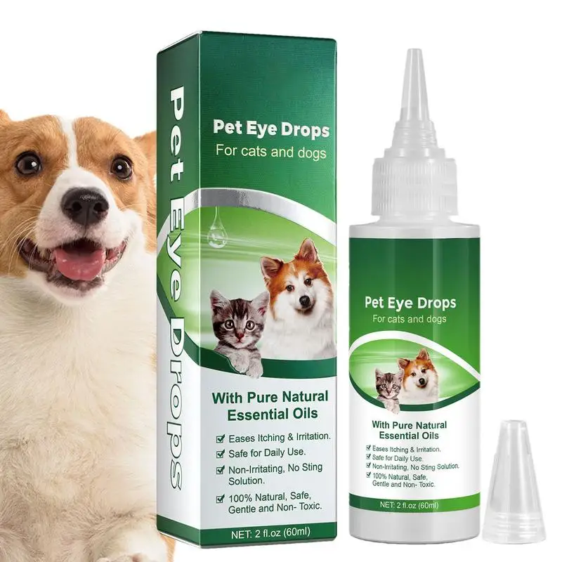 Dog Eye Drops 60 ml, Eye Drops for Dogs and Cats for Infections, Dry, Itchy, Irritated, Petrified and Tear Smudged Eyes