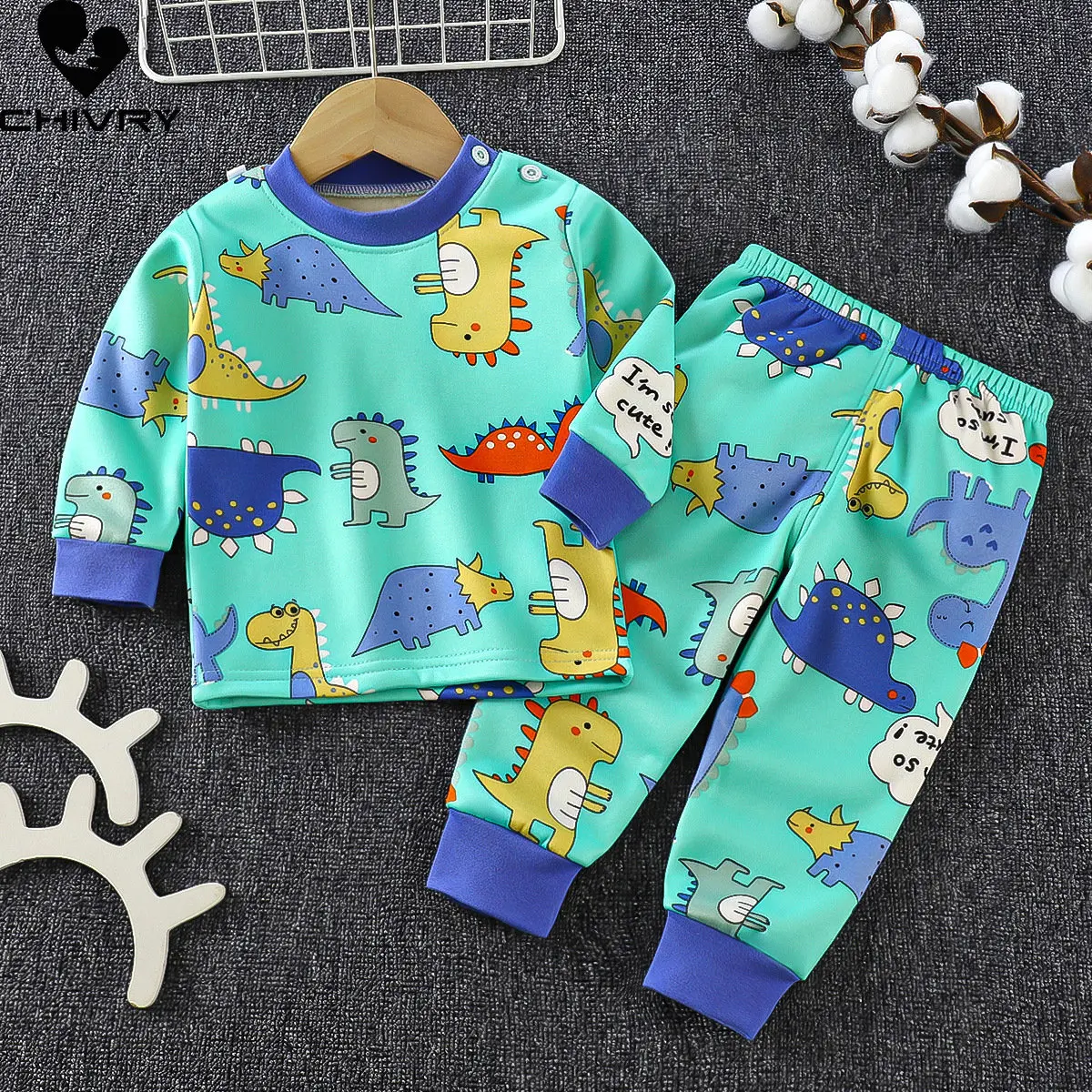 

New 2022 Kids Boys Girls Thicken Keep Warm Pajama Sets Cartoon Long Sleeve Tops with Pants Toddler Baby Autumn Sleeping Clothing