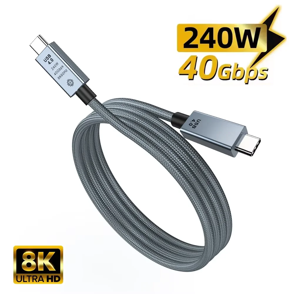 

Кабель USB4 40 Гбит/с 240 Вт 8K для Thunderbolt 4 Type C Быстрая зарядка Thunderbolt3 USB 4.0 Кабель передачи данных USB C к C для ноутбука