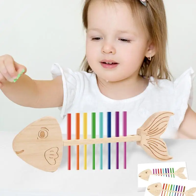 Fine Motor Skills Sensory Toys Fish-Shaped Color Sorting Stick Water-Based Paint Early Educational Toy For Children's Day Easter