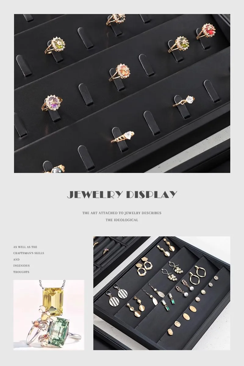 PU Leather Jewelry Display Tray for Drawer Counter Top Pendant Earrings Necklace Ring Organizer Bracelet Holder Storage Showcase