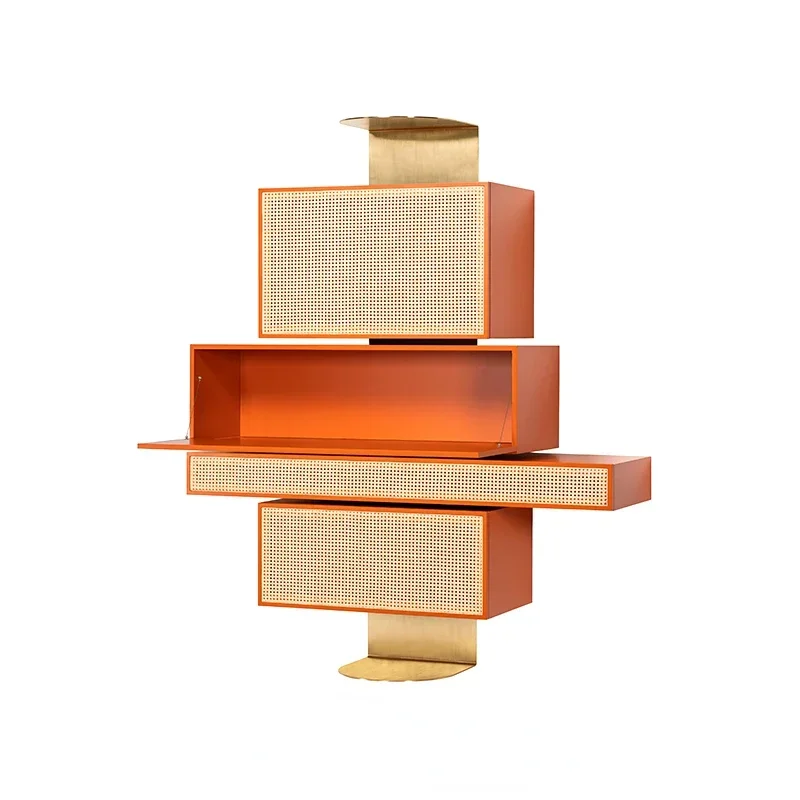 

Wood Furniture Designer Special-Shaped Design Rattan Storage Cabinet Sideboard Cabinet Entrance Cabinet