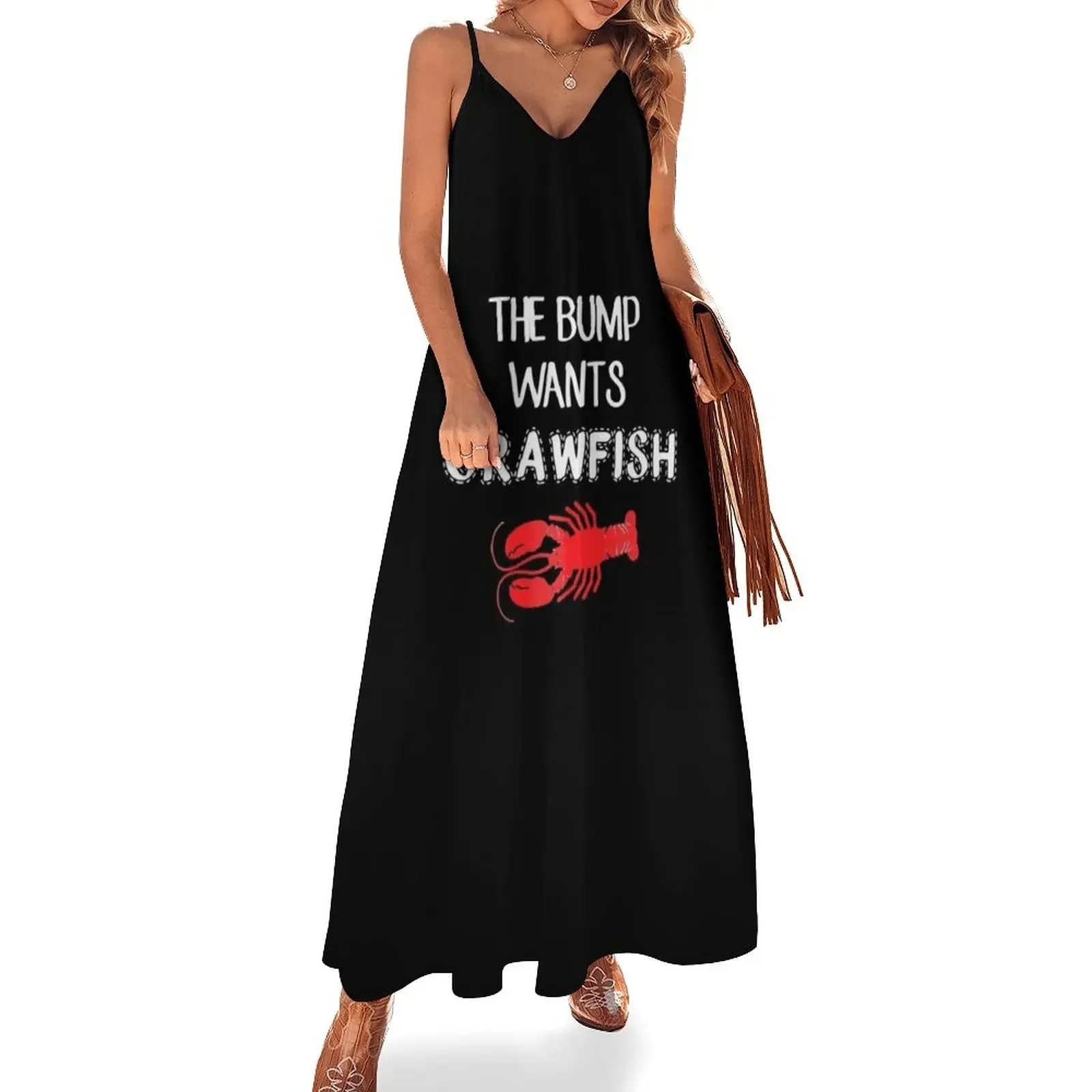 

The-Bump-Wants-Crawfish-Shirt-Funny-Food-Craving-Pregnancy Sleeveless Dress summer dress korean women Dress