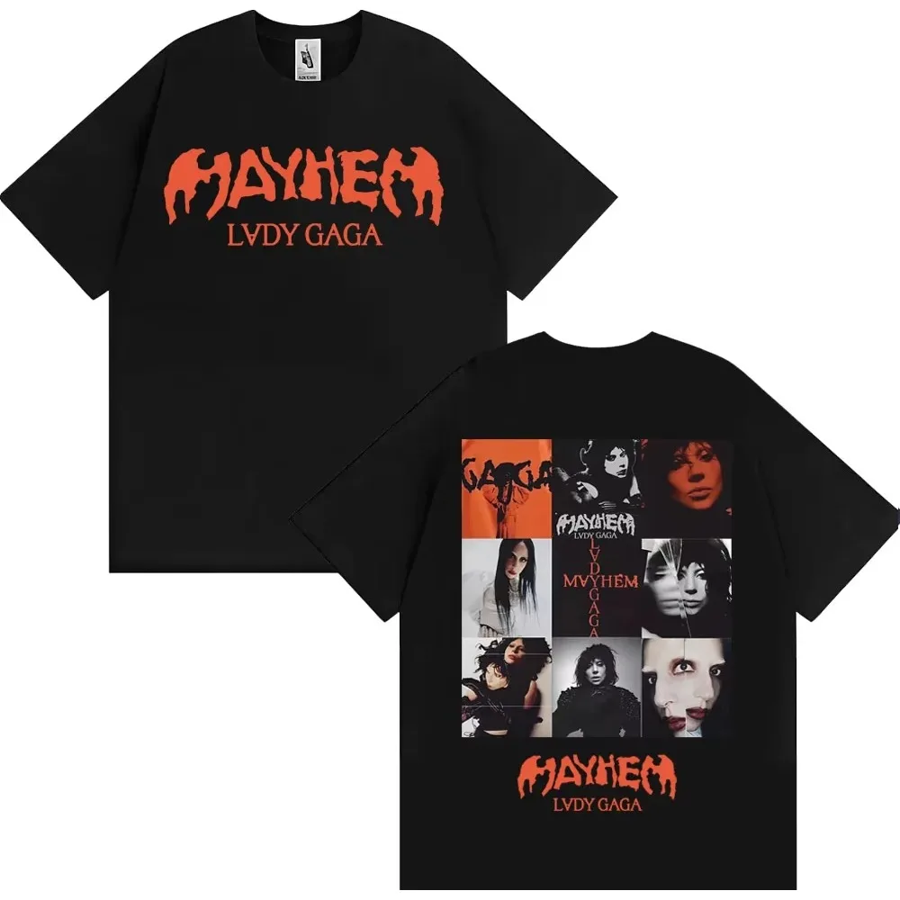 

Футболка Lady Gaga Mayhem New Album 2025 Tour для мужчин и женщин, модные эстетические футболки, повседневная хлопковая футболка с коротким рукавом, уличная одежда