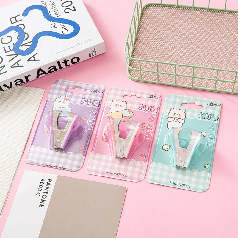 Macaron Color Portable Staple Remover - Easy-to-Use Small Pull-Out Staples Tool for Students & Office