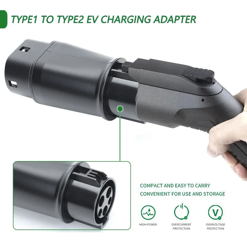 Type1 to Type2 and    EV Adapter Electric Cars Charger Converters 16A 32A Sae J1772 To IEC62196 For Car Charging