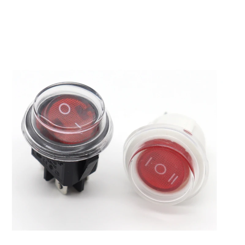 【5-1PCS】ON/OFF 20MM Round Rocker Switch LED illuminated Car 12V 24V / 6A 250V / 10A 125V 2PIN 3Pin 4Pin Switch 20MM