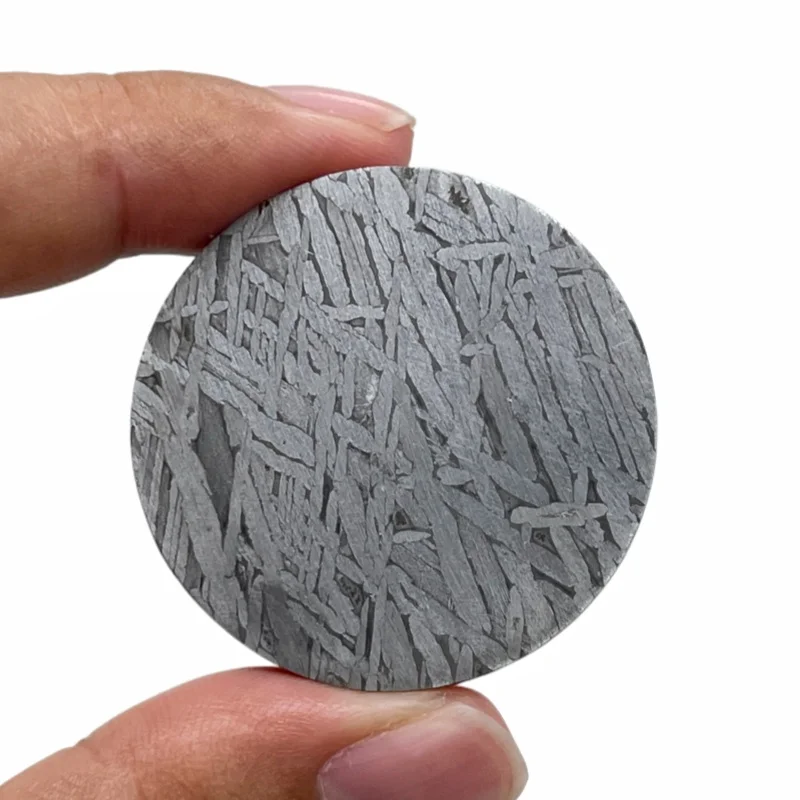 Natural Muonionalusta Meteorite Circular Blank Etched Widmanstätten Crystal Texture Collectible Craft Raw Material QC889
