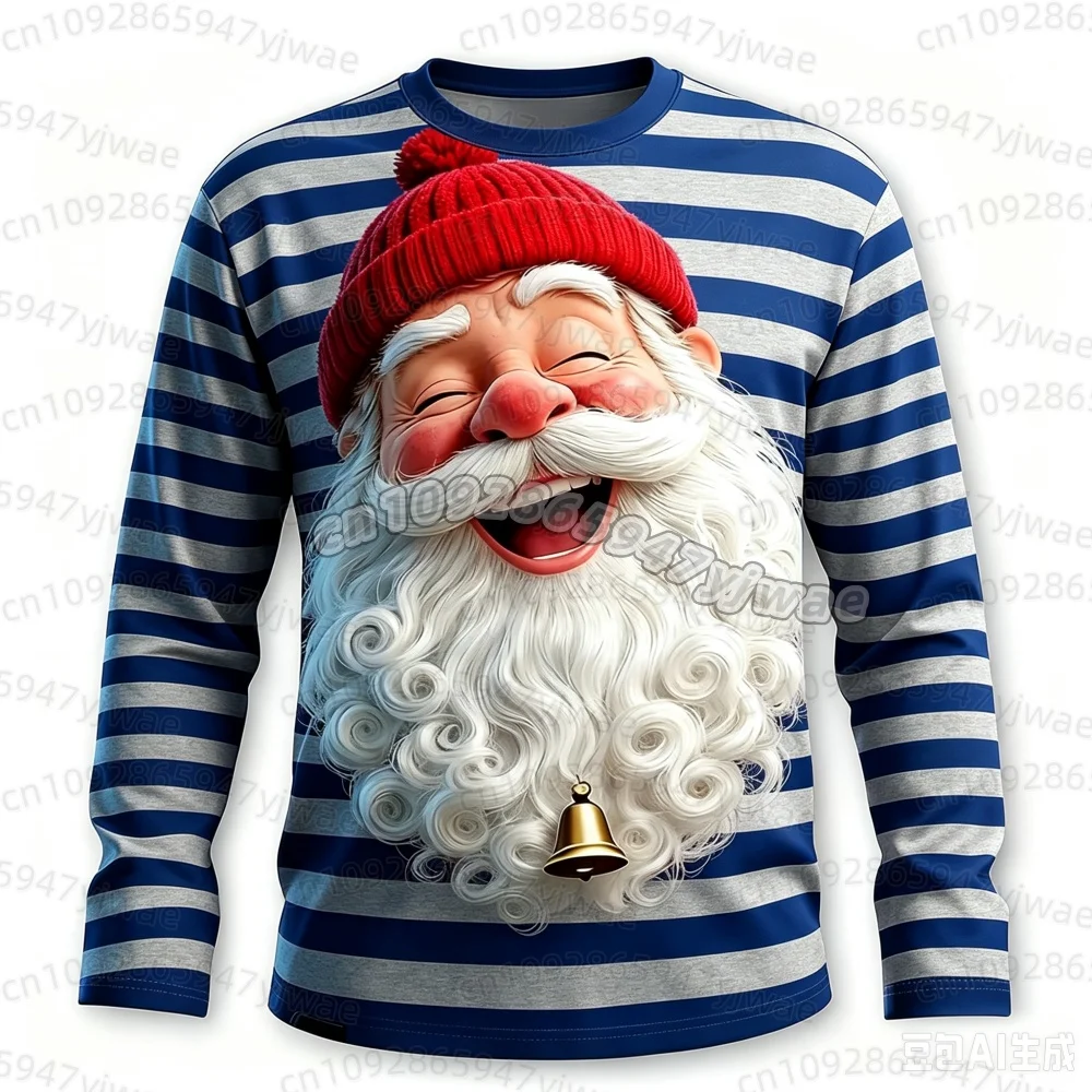 2026 Weihnachts-T-Shirts für Männer mit Weihnachtsmann-Print, Langarm-T-Shirt mit Rundhalsausschnitt, Trendige Streetwear für Weihnachtsfeiern, Herbst-T-Shirt für Männer und Frauen – Detail 7