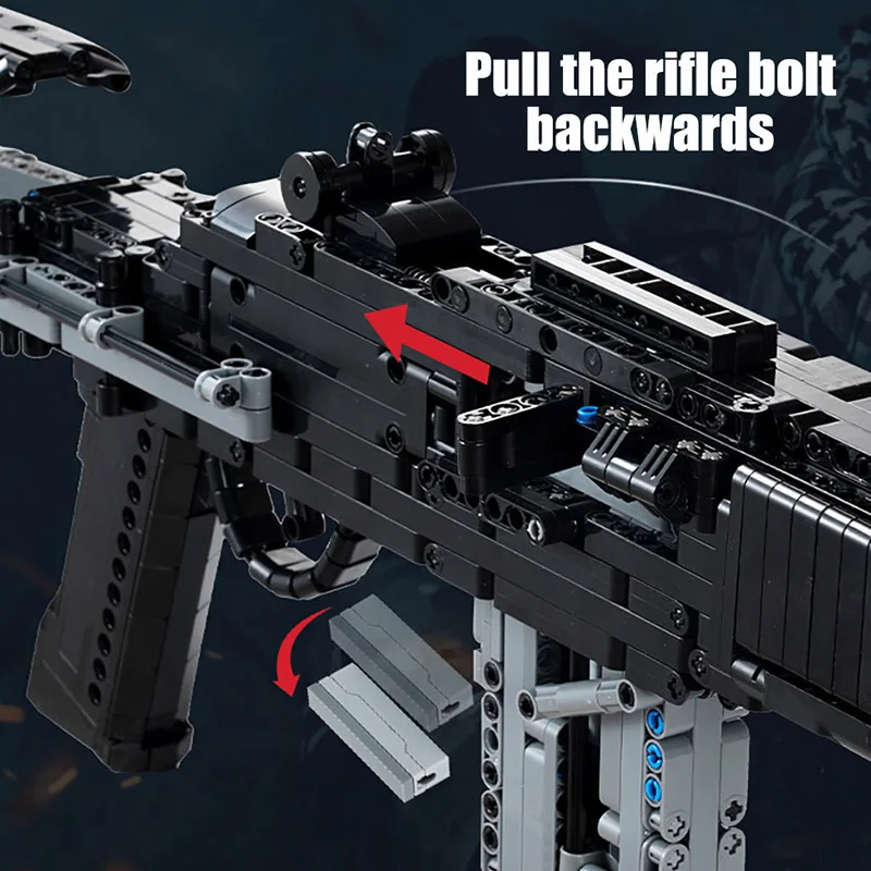 Zestaw klocków konstrukcyjnych: karabin wojskowy MK14, karabin bojowy, karabin snajperski M24, model, zabawki dla dzieci, prezenty dla chłopców.