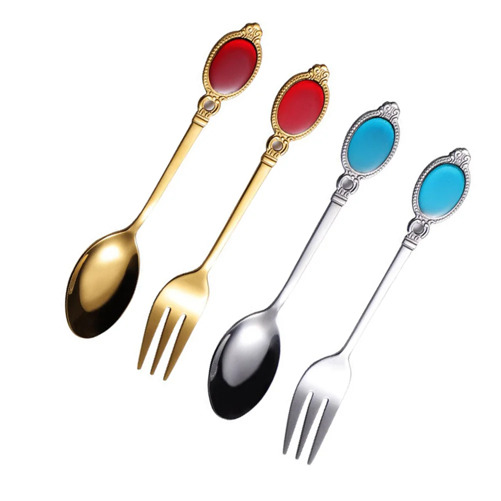 

4 PCS Drill Hanger Tableware Cord Metal Practical Dessert Spoon Cutlery Decoration