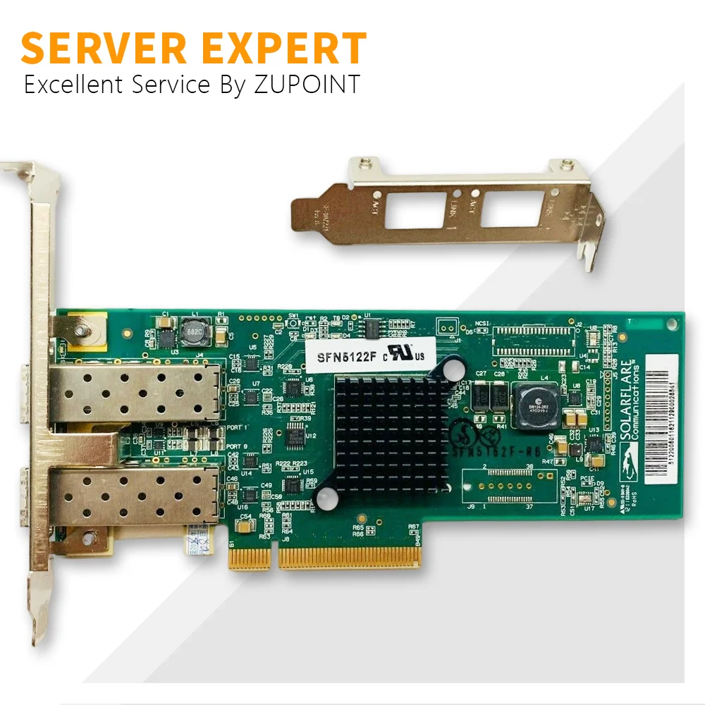 

ZUPOINT SFN5122F Solar-Flare Dual Port 10 Гбит/с PCI-E 2,0x8 Enterprise Sever Adapter NIC