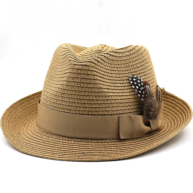 

Parent child Vintage Men Panama Hat Men Cotton Fedora Male Sun hat Women Summer Beach hat Chapeau dad Jazz Trilby Cap Sombrero