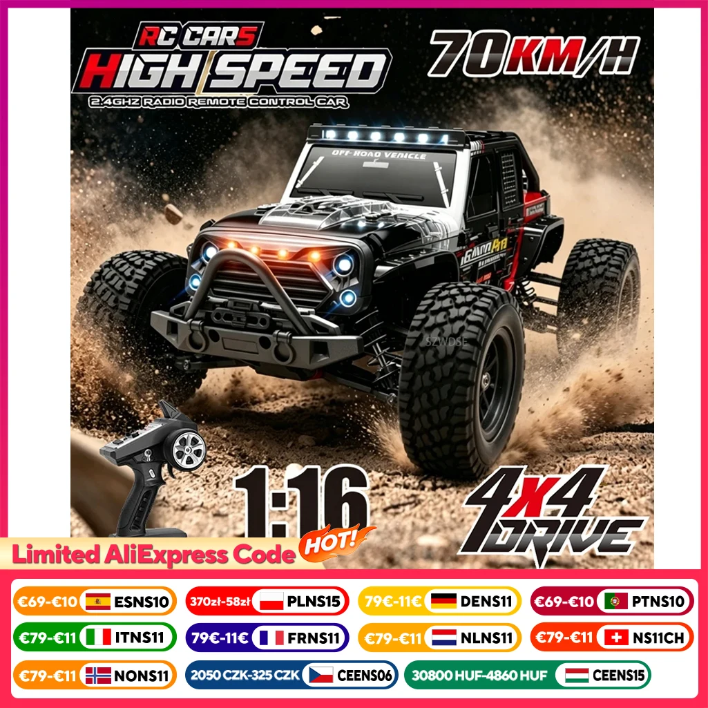 Ferngesteuertes Auto WLtoys 16103 Pro 4WD, Maßstab 1/16, Höchstgeschwindigkeit 70 km/h, bürstenloser Motor, Drift-Rennwagen, Offroad, Spielzeug für Jungen, Geschenk für Kinder.