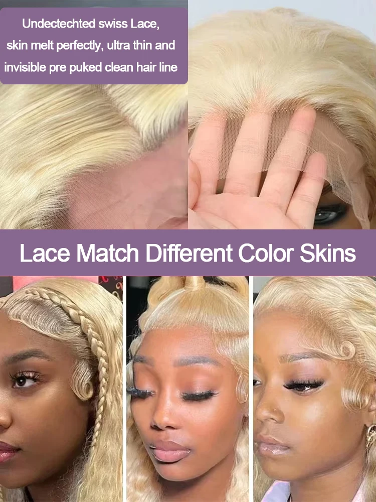 วิกผมหน้าผากลูกไม้แบบ HD 613 ขนาด 13x6 แบบลอนลึก วิกผมแท้สีบลอนด์น้ำผึ้ง วิกผมลอนแบบไม่ต้องใช้กาว วิกผมหน้าผากลูกไม้ผมเวียดนาม