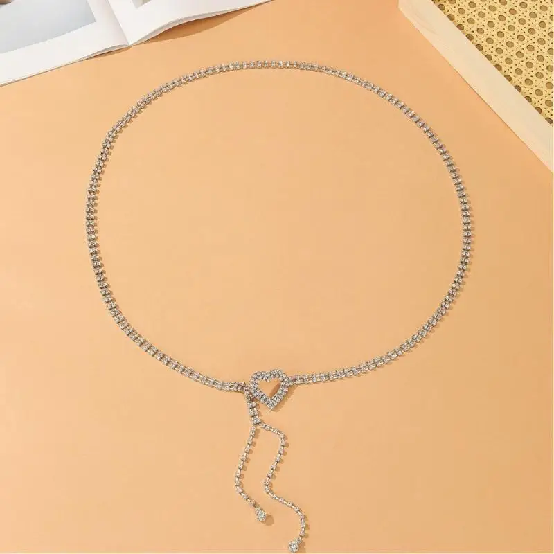 31BF Elaborate Waist Chain Rhinestones Jewelry Chain Belt Belly Chain for Beach