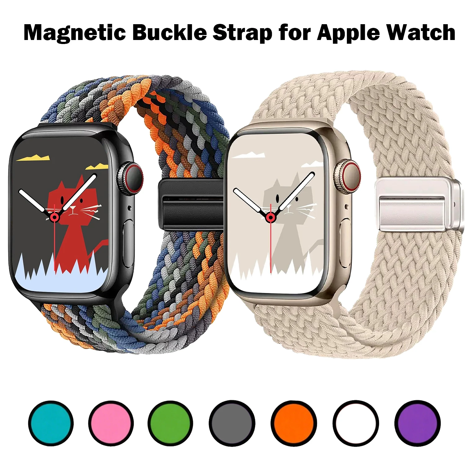 Magnetisches Geflochtenes Nylonarmband für Apple Watch 46mm 45mm 44mm 42mm 41mm 40mm Sportarmband für iWatch Series 12 11 10 9 8 7 Ultra 2/3