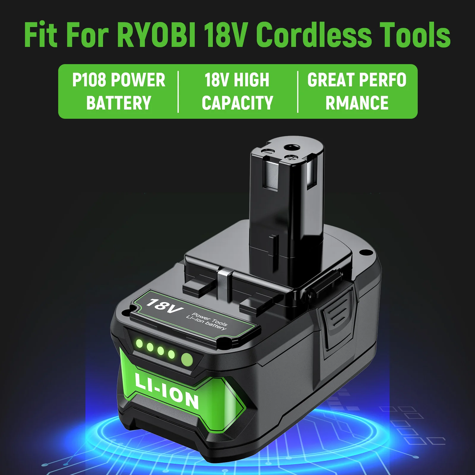 6000mAh/9000mAh 18V Vervanging Lithium Batterij Voor Ryobi Plus P108 P109 P102 P103 P104 P105 P107 P117 Power Tools Baterry
