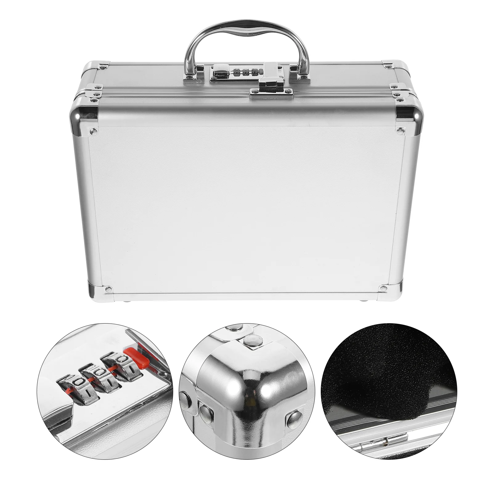 

Handle Suitcase Tool Aluminum Alloy Heavy Duty Toolbox Small Hard with Foam Suitcases