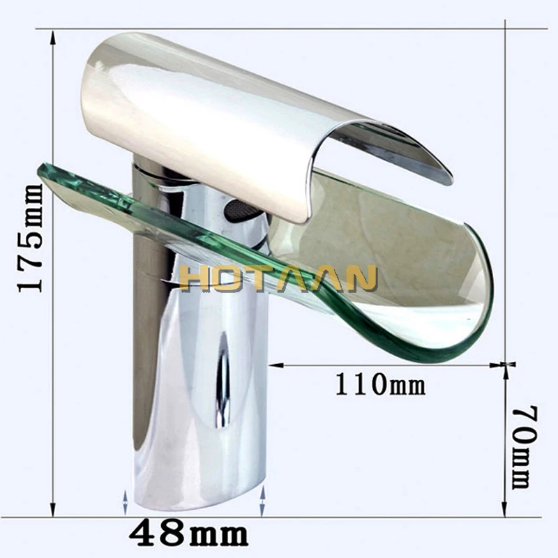 .  Copper Chrome Waterfall Bathroom Faucet Bathroom Basin Hot and Cold Water Mixer Brass Lavatory Tap torneira 5019