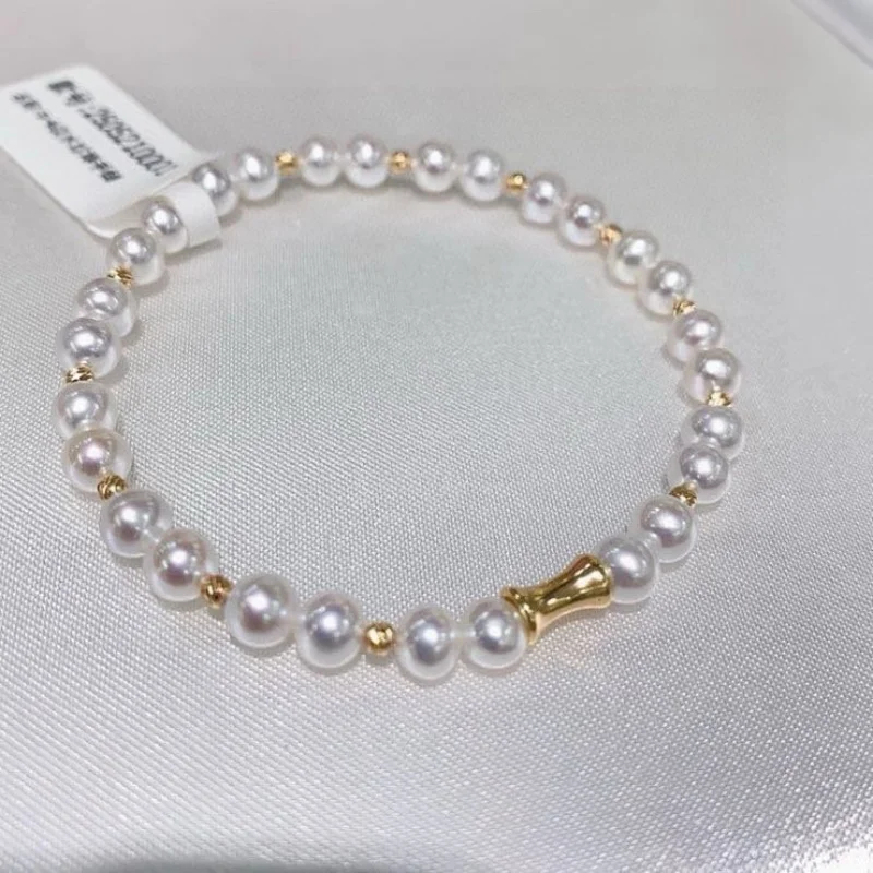 

SGARIT Aurora Flawless Natural Freshwater Stretch Pearl Bracelet For Women 925 Sterling Silver Daily Wear Fine Elegant Jewelry