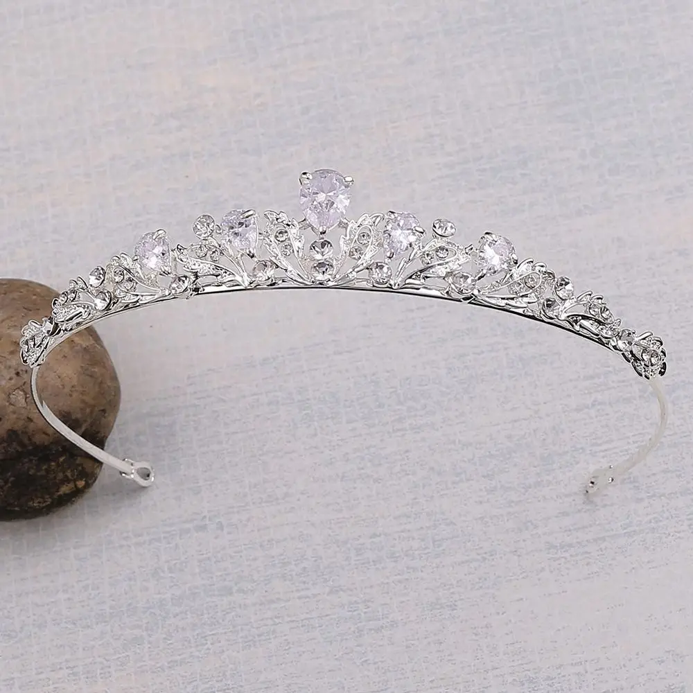 Rhinestone Crystal Bridal Tiaras Wedding Headdress Flower Luxury Beads Crown Sparkling Luxury Birthday Crown Headpiece