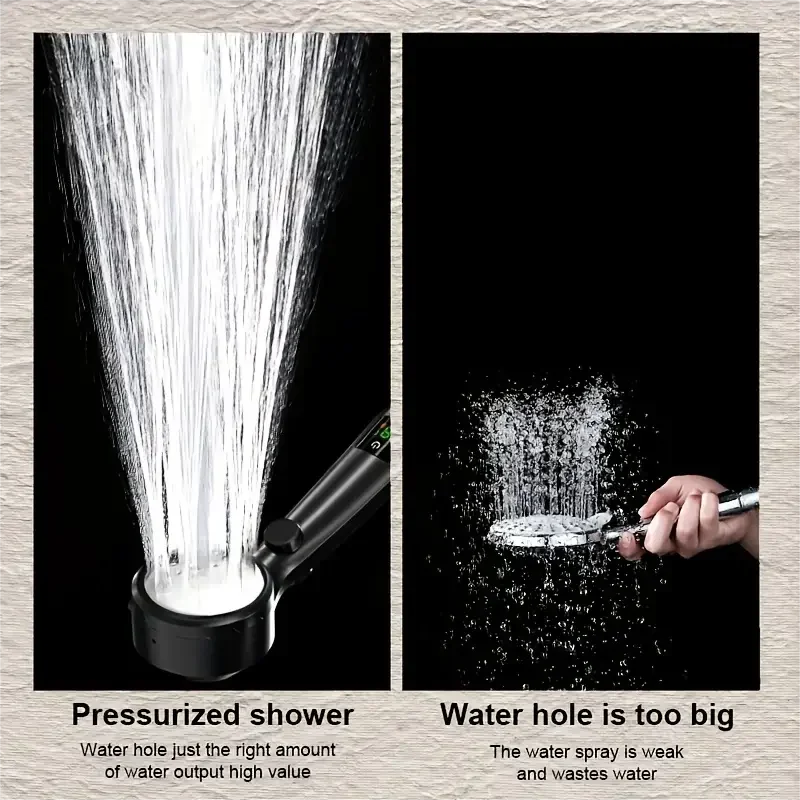 High Pressure Shower Head LED Temperature Display Shower Heads 4 Modes Water Saving Adjustable One-Key Stop Bathroom Sprayer