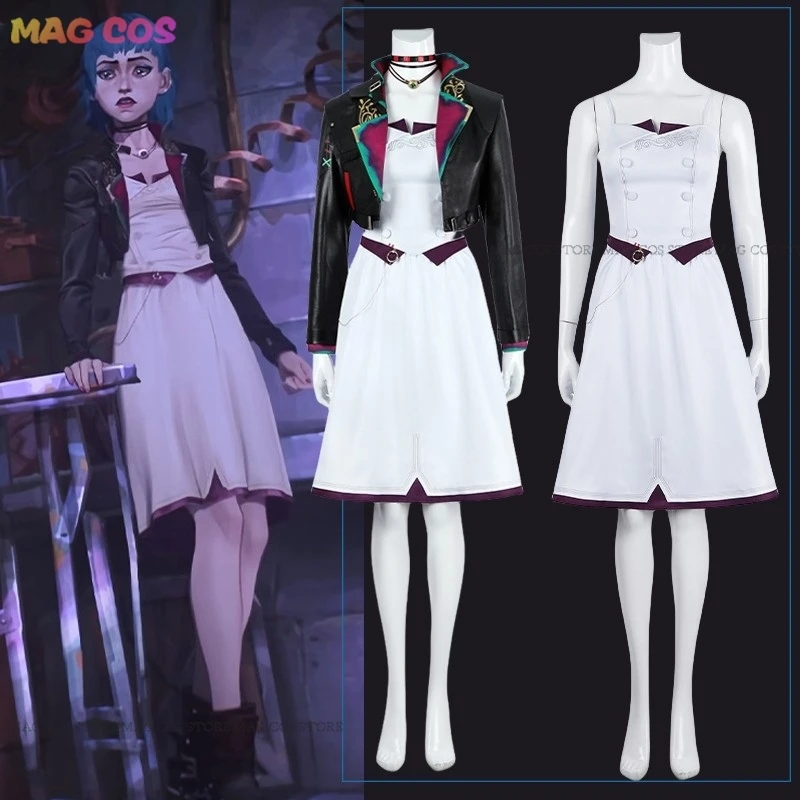 Arcane2 Jinx Cosplay Fantasy Women Dress Coat Costume Game LOL Disguise Young Jinx Wig Roleplay Outfit Hallowen Carnival Clothes