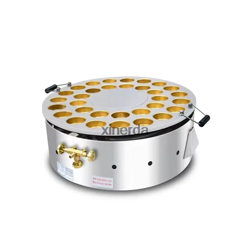 Máquina de pastel de frijol rojo tipo Gas de 32 agujeros, máquina de pastel con rueda, máquina de pastel pequeña, máquina de alimentos Sanck, superficie de cocina antiadherente, 1 ud.