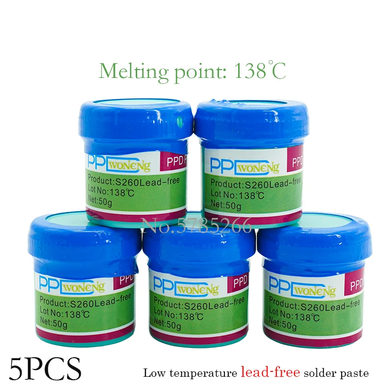 5pcs PPD Lead-free Solder Paste Low Medium High Temperature Melting Point 138 158 183 217°C Welding Flux For BGA Rework Station