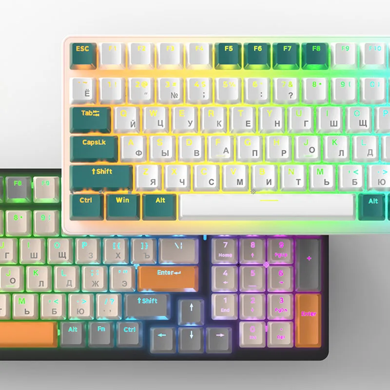 K3 Russian Mechanical Keyboard Type-C Wired 100 Keys RGB Light Keyboard Luminous Gaming Russian Keyboards Computer Accessories