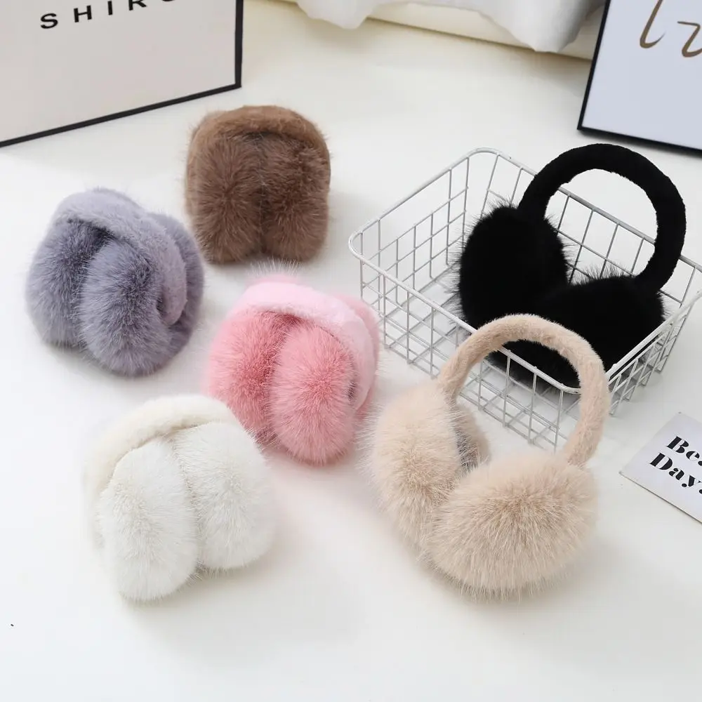 Mode doux hiver chaud cache-oreilles épais chaud coupe-vent en peluche oreille plus chaud couleur unie oreille couverture pliant oreillette