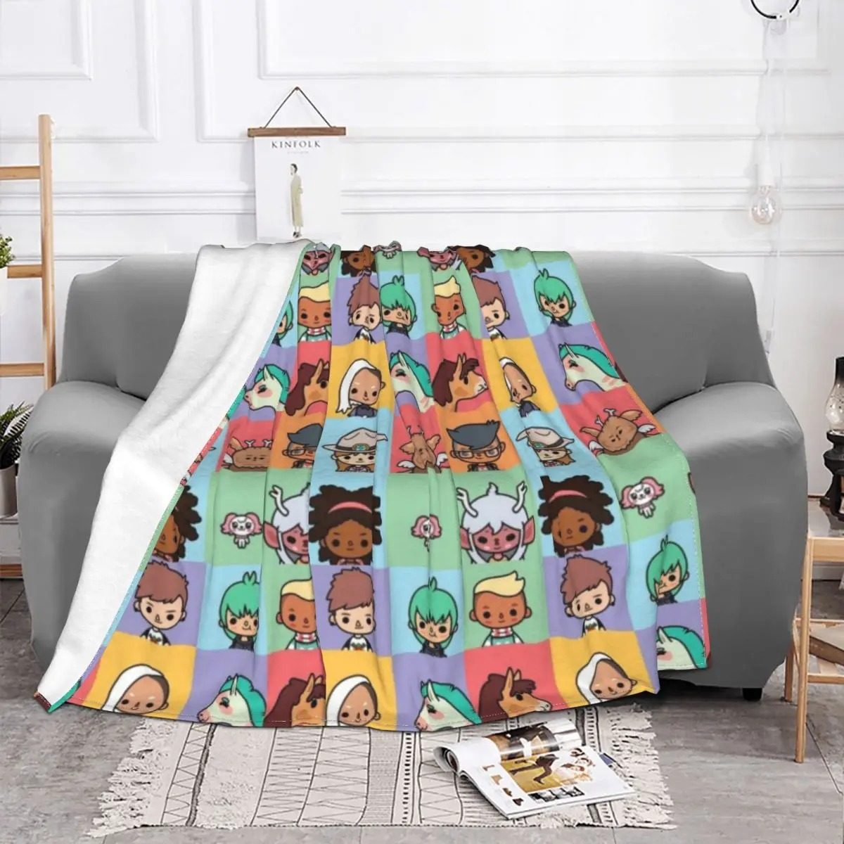 Toca Box Life World Anime Knitted Blankets toca boca game cartoon Wool Throw Blanket Home Couch Decoration Soft Warm Bedspreads