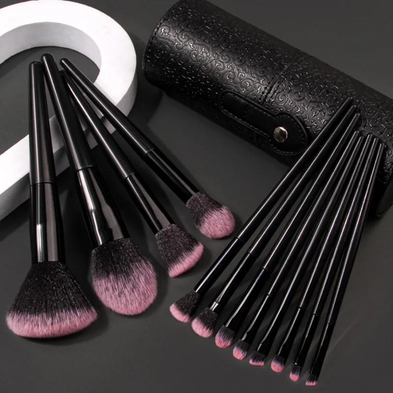 Novo macio fur12makeup escova terno portátil maquiagem escova de armazenamento terno forte pó agarrando net escova terno