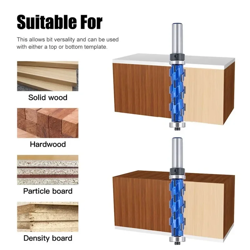 12mm (1/2") CMCP Flush Trim Bit | Solid Carbide Spiral End Mill | Double Bearing CNC Router for Wood