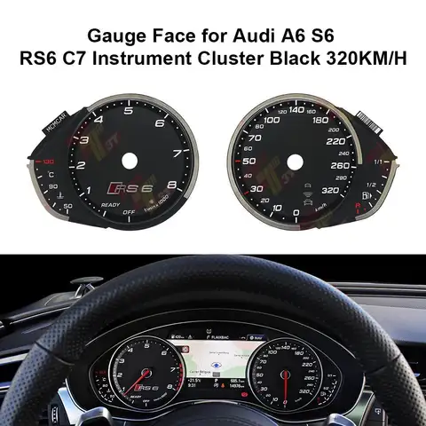 아우디 A6 S6 RS6 C7 계기판, 게이지 페이스, 블랙 320 km/h