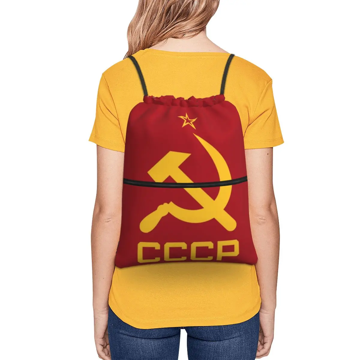 Mochilas portáteis com pacote de cordão, sacos diversos de bolso para viagens esportivas, CCCP Star-União Soviética, soviético, mulheres, homem