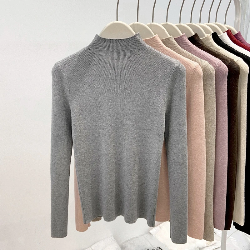 2025 Women Autumn Winter New Turtleneck Knitted Sweater Female Solid Slim Fit Pullover Fashionable Versatile Warm Simple Jumpers