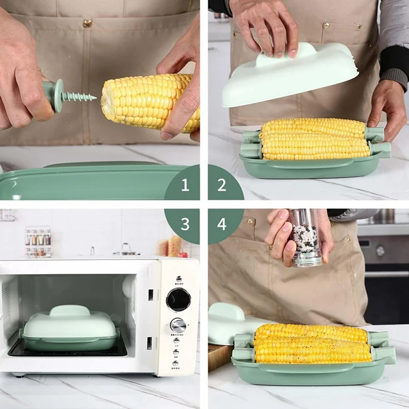 AU-Microwave Corn Steamer, Microwave Corn Steamer With Lid And Handle, Food Grade Steamer, Kitchen Dormitory Tools