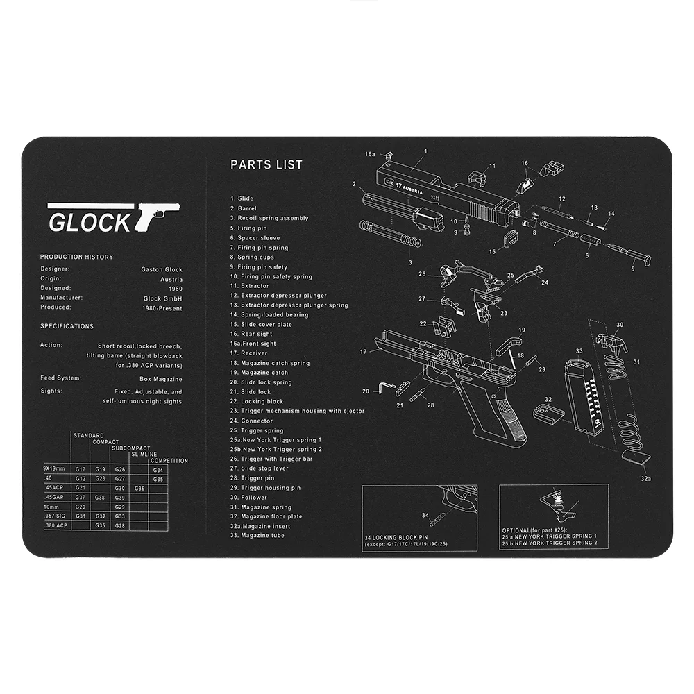 MAGORUI P226 P229 XD 1911 Glock Gun Cleaning Rubber Mat 17\