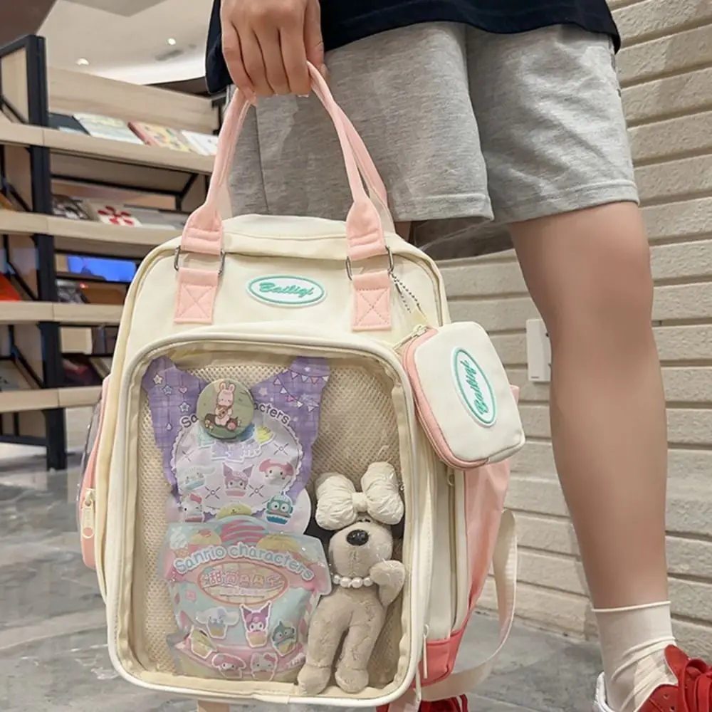 

Zipper Bag Simple Itabag Cotton Doll Bag Idol Merchandise Storage Transparent Pocket Wallet with Coin Purse Fashion Backpacks