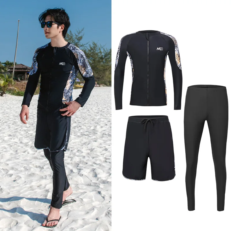 

Мужские 3 шт./компл. Рашгарды, рубашки для плавания, Рашгарды с длинным рукавом, защита от солнца и ультрафиолета, пляжная рубашка с брюками, быстросохнущая футболка для рыбалки