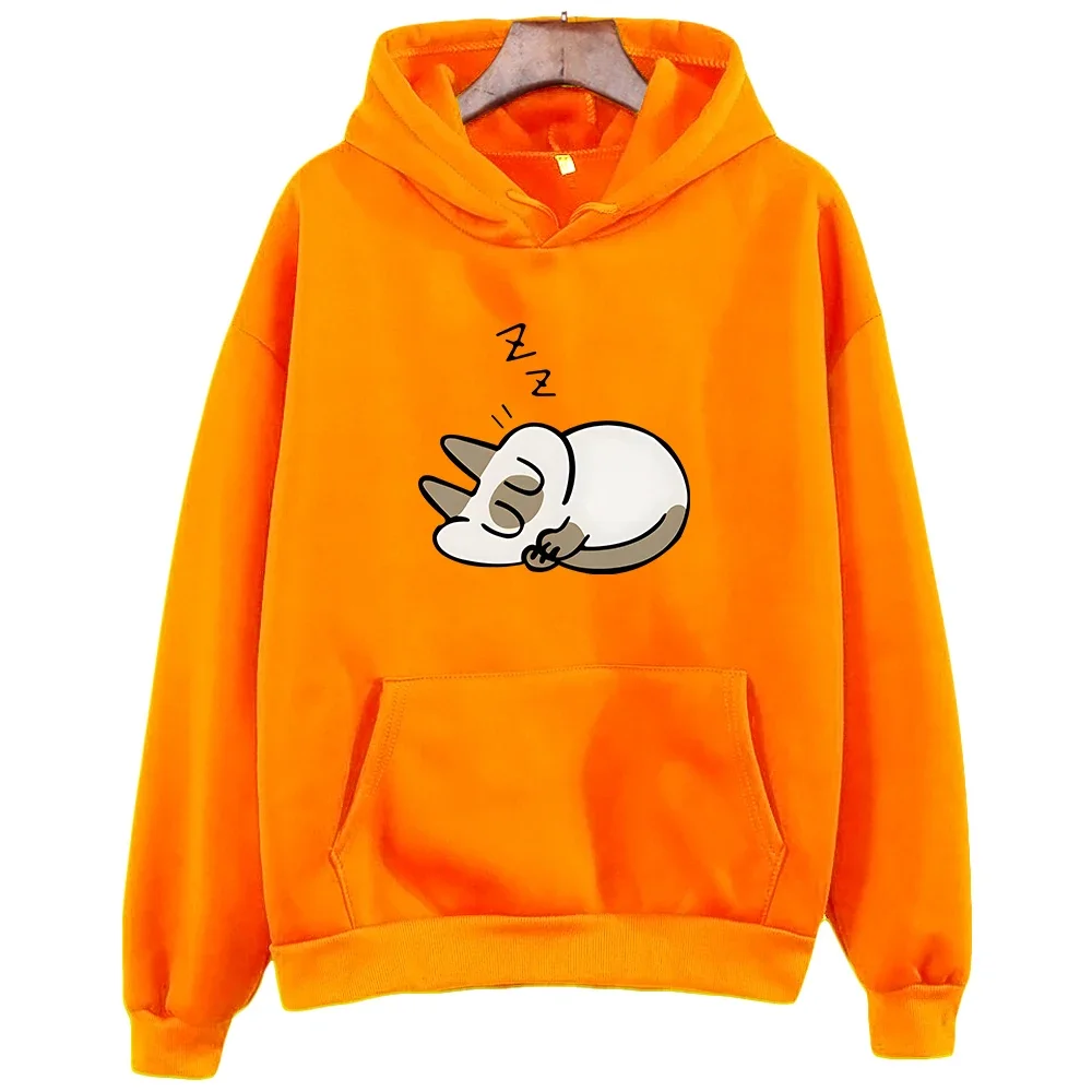 Siamese Cat Azuki Is The Center of The World Nobeko Oversized Hoodie Girls Kawaii/Cute Cartoon Long-sleeved Sweatshirt O-neck