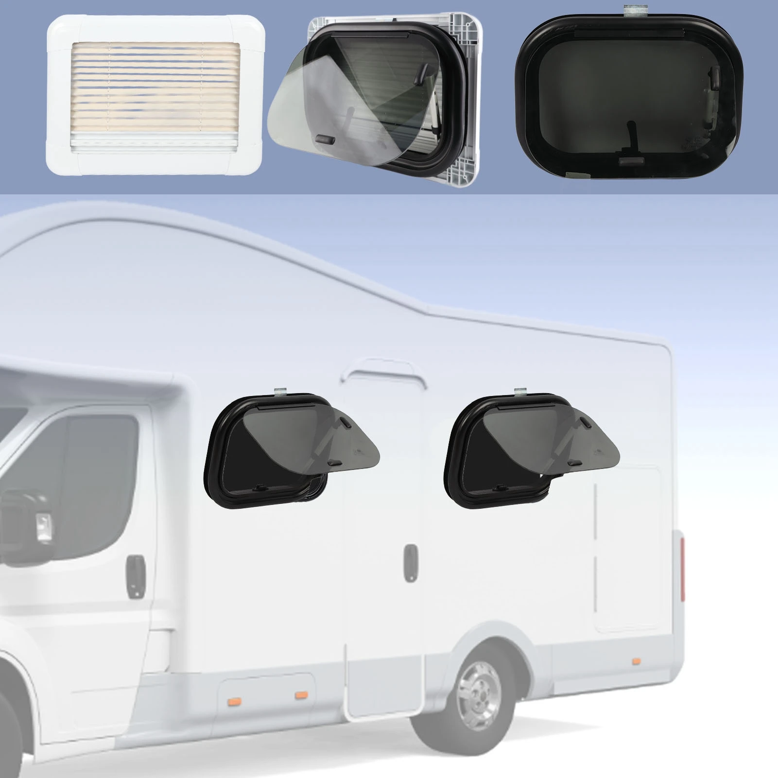 

RV Push Out Window Shock Absorption Heat Prevention Tempered Glass 16x12inch Easy Closing Locking Window for Trailers