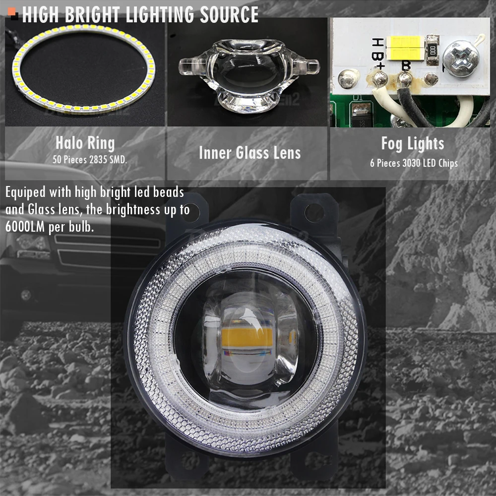Luz LED antiniebla de ojo de Ángel para coche, lámpara de circulación diurna DRL H11 de 2X30W para Honda Pilot 2012, 2013, 2014, 2015