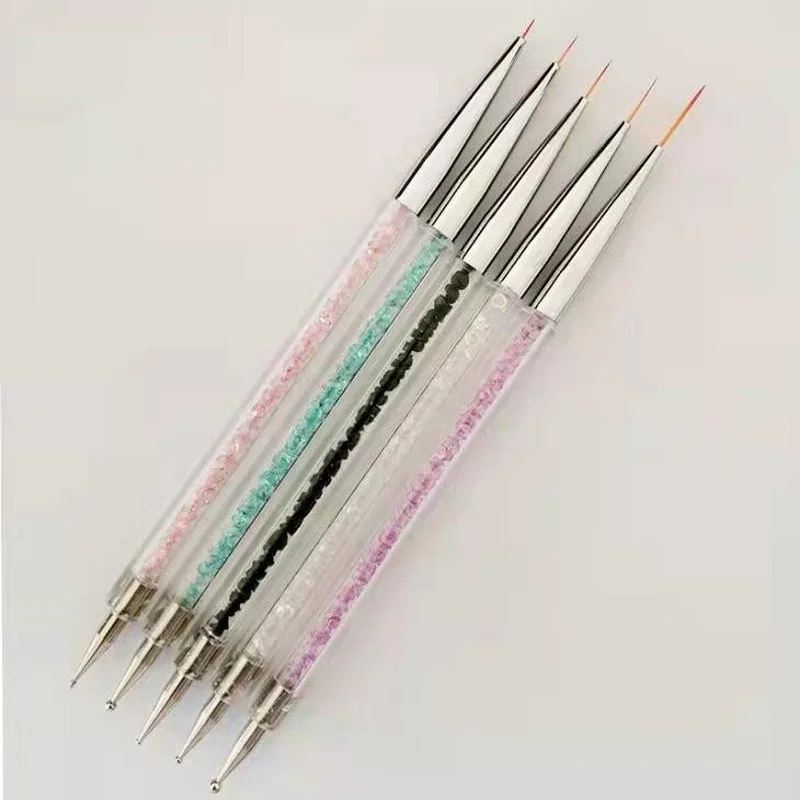 

5Pcs/Set Dual End Nail Art Dotting Pen Acrylic Drawing Liner Flower Brush Rhinestone Crystal UV Gel Painting Manicure Tool