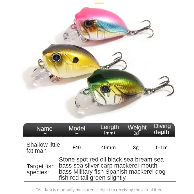 8g 40mm Crankbait Wobblers Fishing Lure 40mm 8g Artificial Bait Hard Fishing Cranks Floating Shallow Luya Bait Fishing Supplies